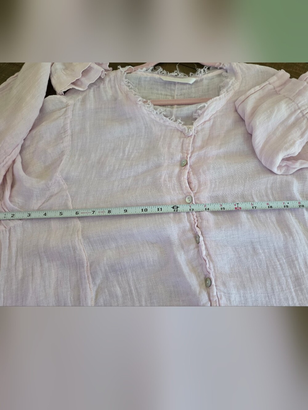 Luna Luz Linen Gauze Tunic, Pale Pink, Pockets, Flowy, Lagenlook - Picture 6 of 15